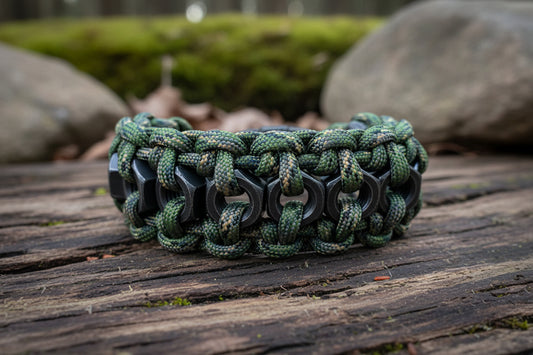 Paracord Armband-mit Edelstahl Sechskantmuttern-Männer Armband-Biker-Jager