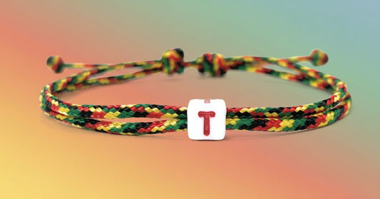 Freundschaftsarmband mit Buchstabe, Surfer Buchstaben Armband, Verstellbar, Jamaican