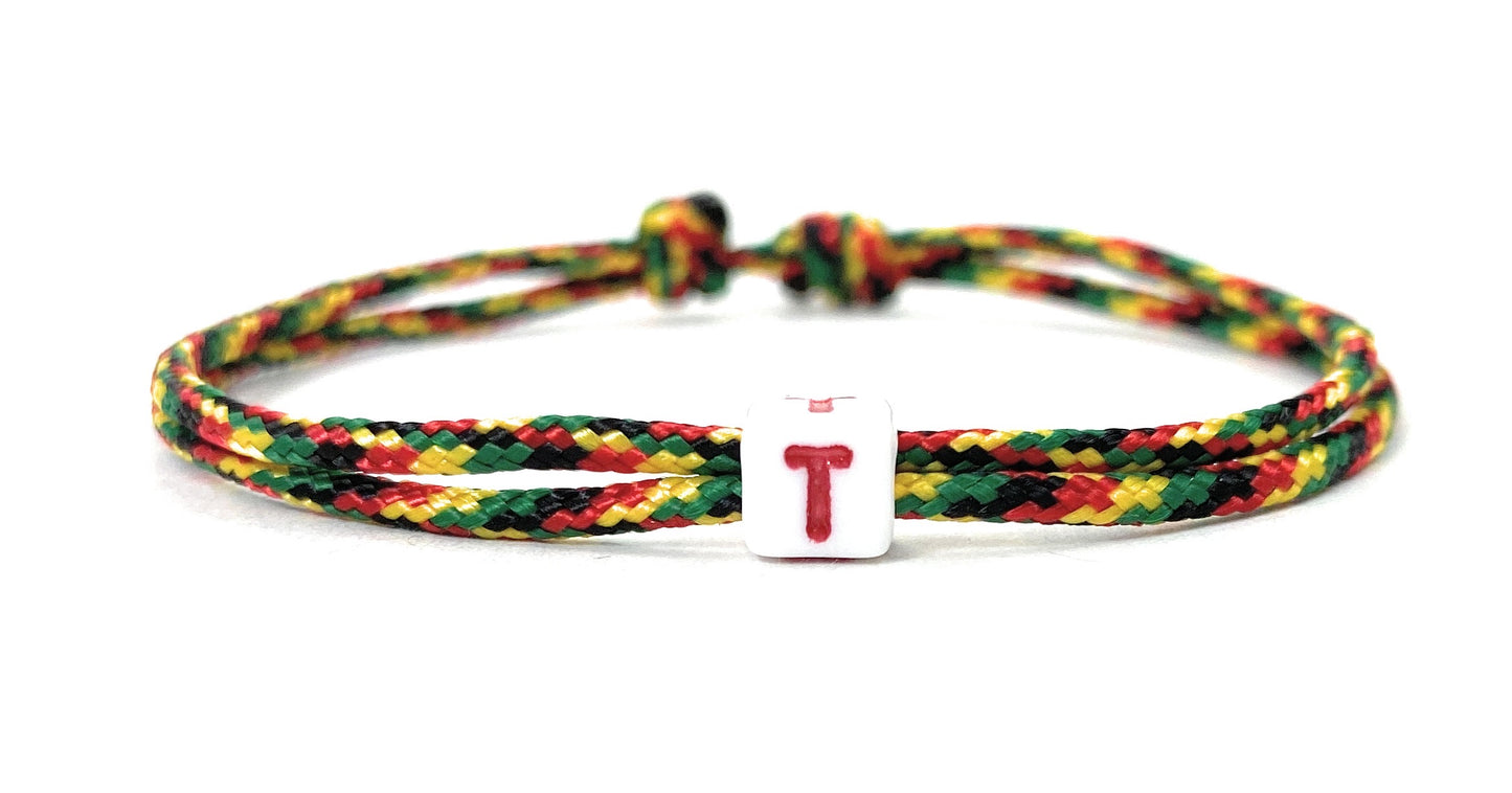 Freundschaftsarmband mit Buchstabe, Surfer Buchstaben Armband, Verstellbar, Jamaican