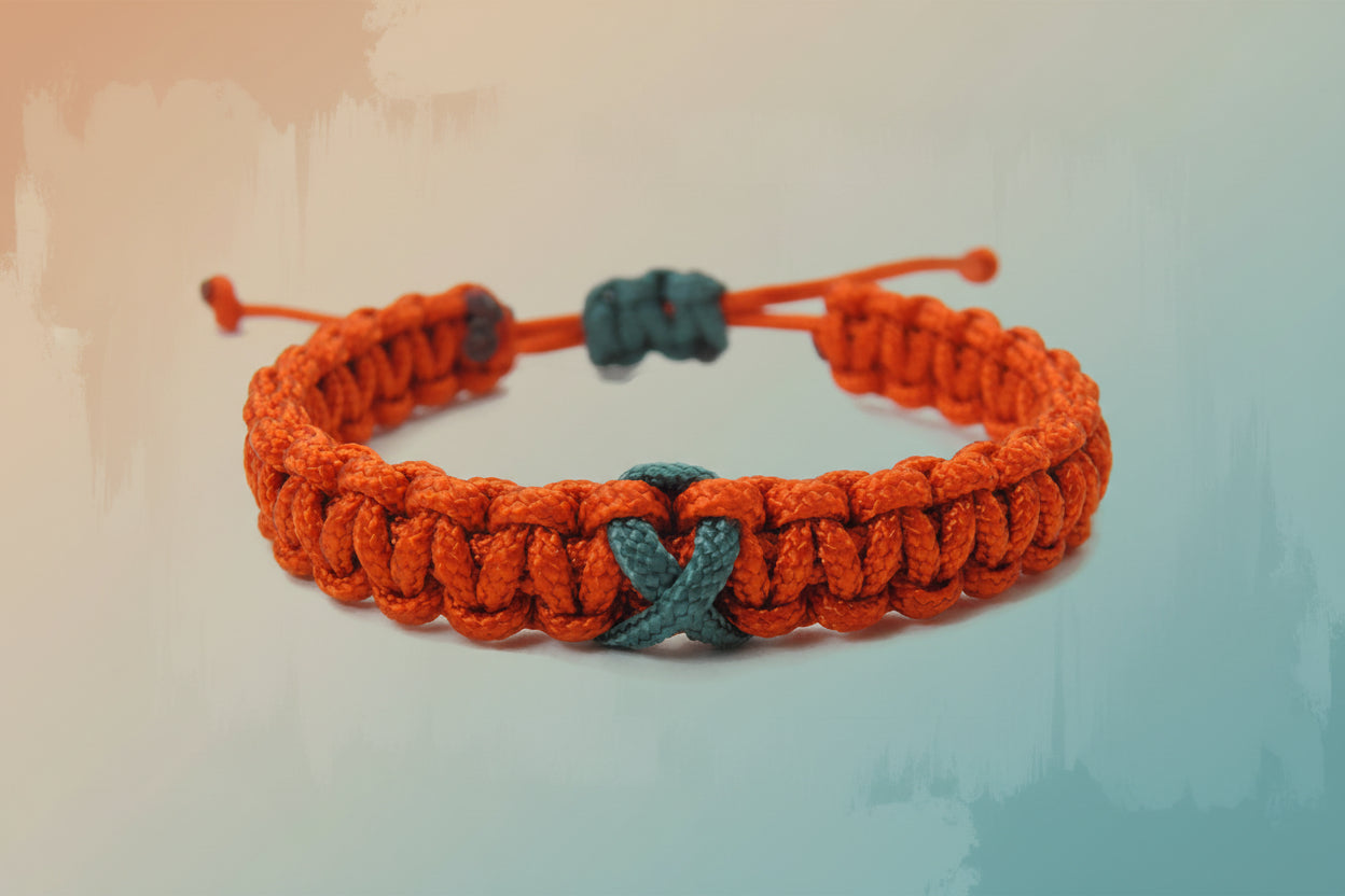 Paracord Armband Verstellbar-Teal Schleife-Ribbon-Anaphylaxie-Awareness Armband-Bewusstsein-Lava Red