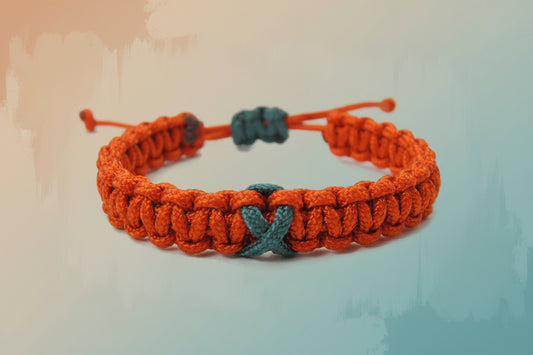 Paracord Armband Verstellbar-Teal Schleife-Ribbon-Anaphylaxie-Awareness Armband-Bewusstsein-Lava Red
