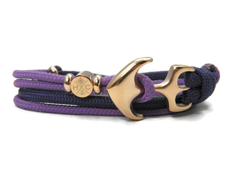 2 farbiges maritimes Surfer Edelstahl Anker Armband-US Paracord II-Verstellbar-Unisex-Frauen, u. Männer-Geschenk-Marine Blue & Lilac