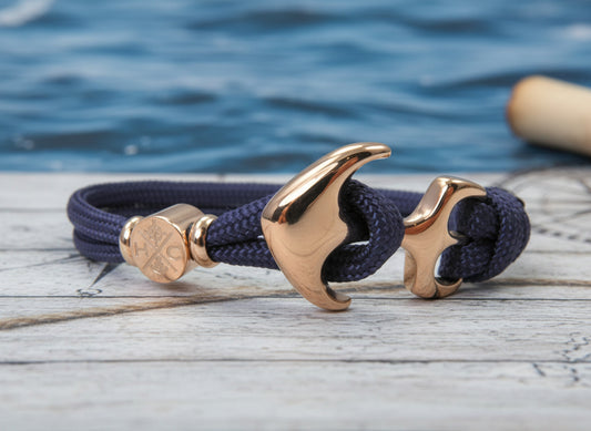 Maritimes Surfer Edelstahl Anker Armband-US Paracord III-Verstellbar-Unisex-Frauen, u. Männer Armband-Geschenk-Midnightblue