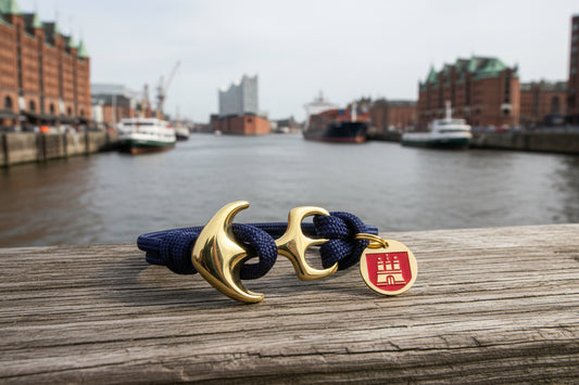 HH-Logo maritimes Surfer Edelstahl Anker Armband-US Paracord III-Verstellbar-Unisex-Frauen, u. Männer-Geschenk-Midnightblue
