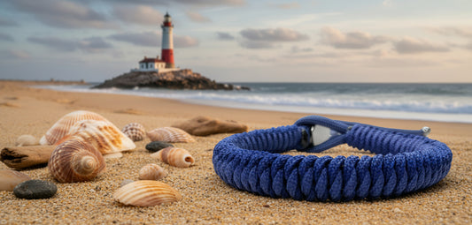 Maritimes Surfer Armband-Paracord Typ 1 + 3-Verstellbar-Unisex-Midnight Blue & Marine Blue