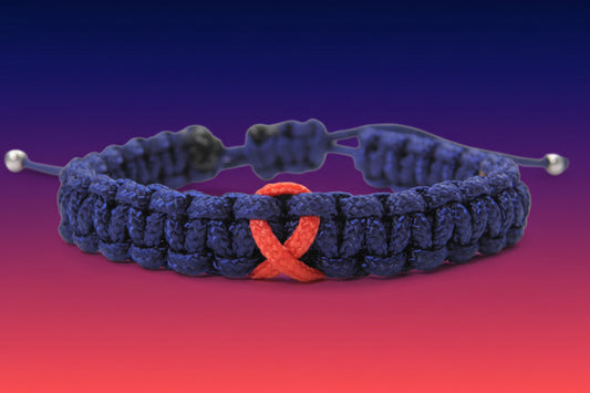 Paracord Armband Verstellbar-HIV/Aids Schleife-Rote Schleife-Red Ribbon-Awareness Armband-Bewusstsein-Midnightblue