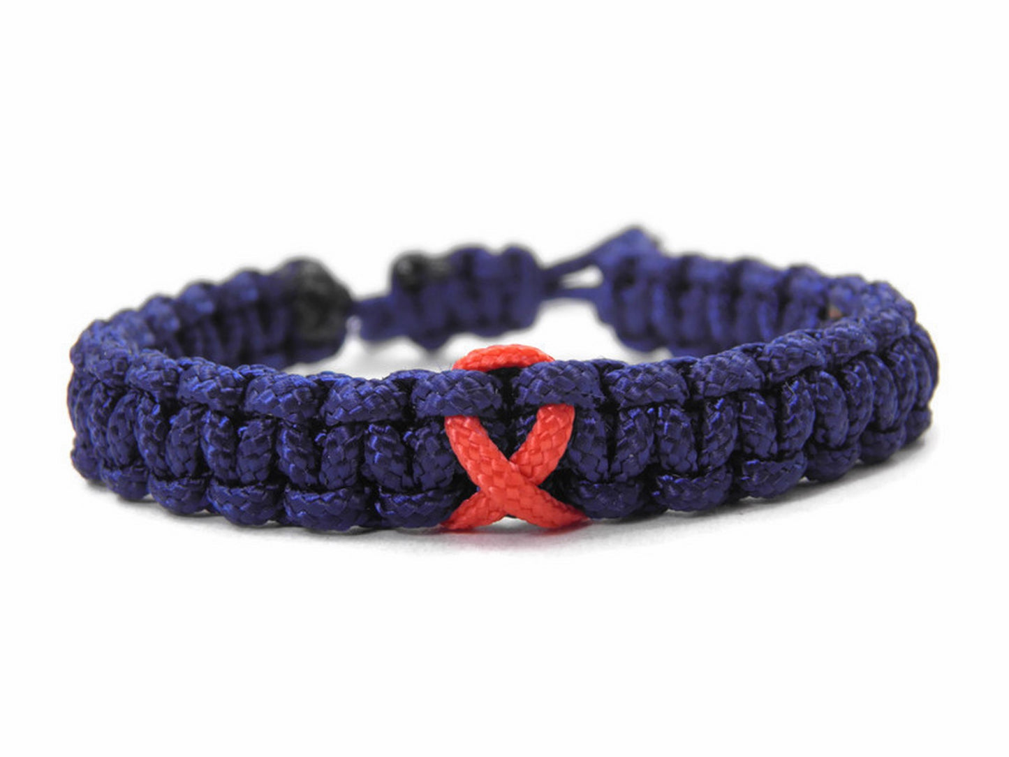 Paracord Armband Verstellbar-HIV/Aids Schleife-Rote Schleife-Red Ribbon-Awareness Armband-Bewusstsein-Midnightblue