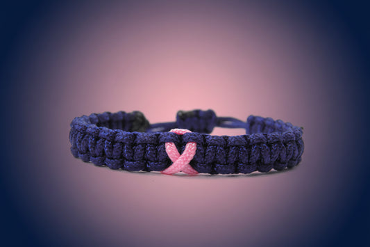 Paracord Armband Verstellbar-Brustkrebs Bewusstsein-Rosa Schleife-Ribbon-Breast Cancer Awareness Armband-Midnightblue