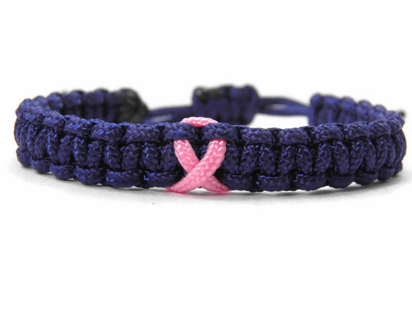 Paracord Armband Verstellbar-Brustkrebs Bewusstsein-Rosa Schleife-Ribbon-Breast Cancer Awareness Armband-Midnightblue