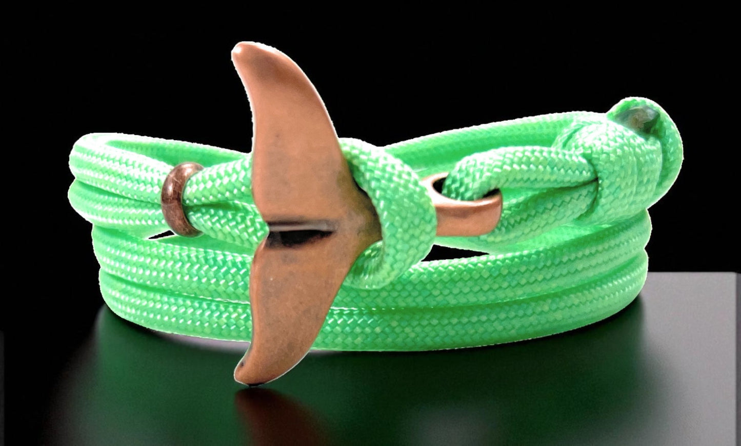 Schickes-Surfer Edelstahl Walflossen Armband -Paracord Typ III-Verstellbar-Mint