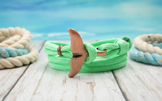 Schickes-Surfer Edelstahl Walflossen Armband -Paracord Typ III-Verstellbar-Mint