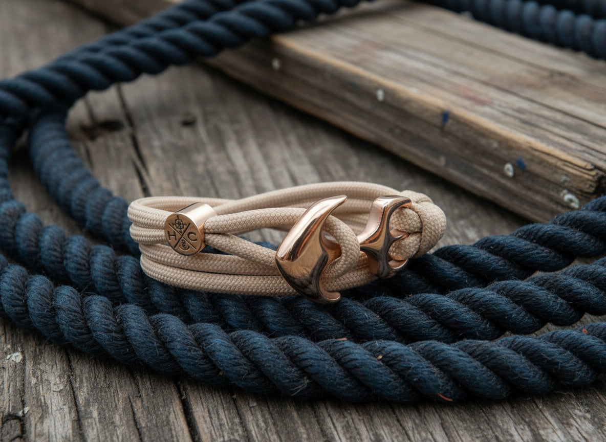 Maritimes Surfer Edelstahl Anker Armband-US Paracord III-Verstellbar-Unisex-Frauen, u. Männer Armband-Geschenk-Mocca