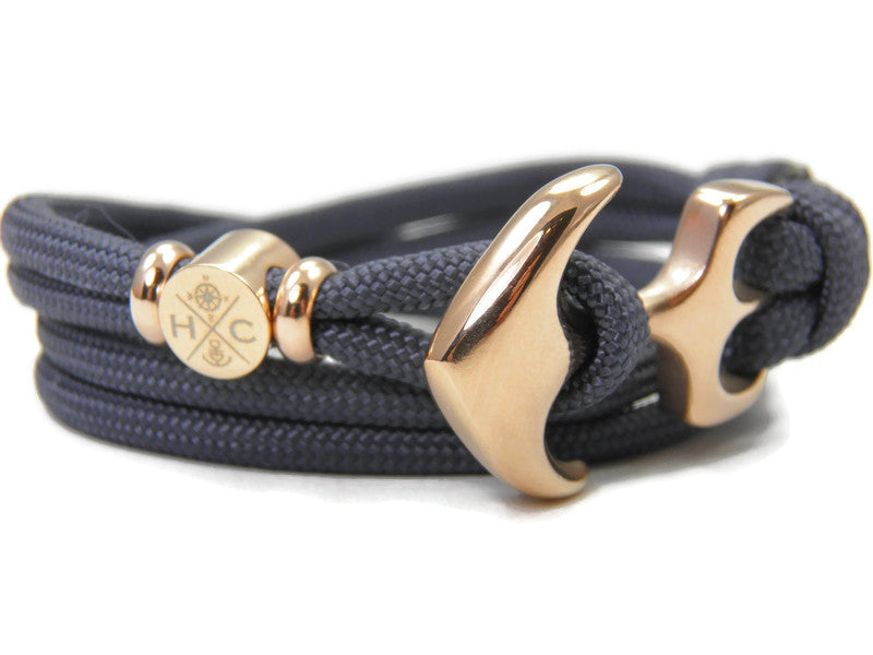 Maritimes Surfer Edelstahl Anker Armband-Handmade-US Paracord III-Verstellbar-Unisex-Wickelarmband-Frauen, u. Männer Armband-Geschenk-Navy Blau