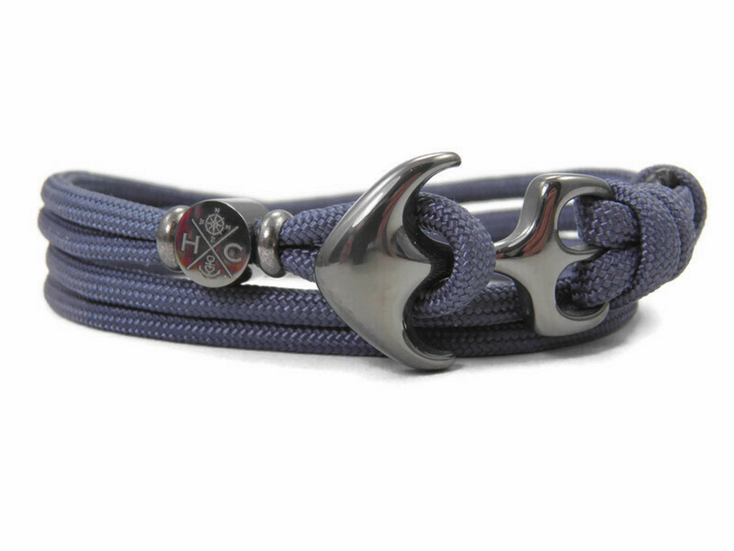 Maritimes Surfer Edelstahl Anker Armband-Handmade-US Paracord III-Verstellbar-Unisex-Wickelarmband-Frauen, u. Männer Armband-Geschenk-Navy Blau
