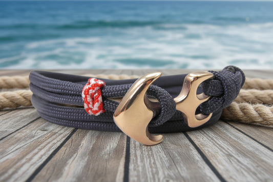 Maritimes Surfer Edelstahl Anker Armband-US Paracord III-Verstellbar-Unisex-Frauen, u. Männer Armband-Geschenk-Navy Blue & Red - White Spiral