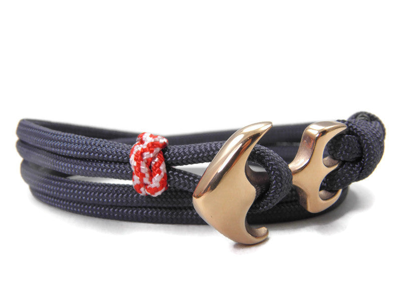 Maritimes Surfer Edelstahl Anker Armband-US Paracord III-Verstellbar-Unisex-Frauen, u. Männer Armband-Geschenk-Navy Blue & Red - White Spiral