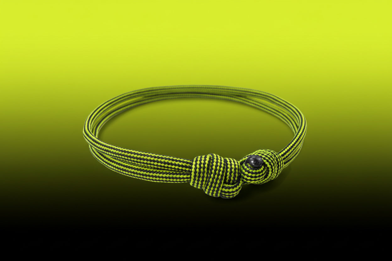 Paracord Surfer Armband-verstellbar-Maritimes Armband-Neon Yellow & Black Stripes