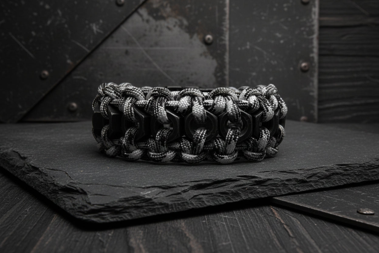 Paracord Armband-mit Edelstahl Sechskantmuttern-Männer Armband-Biker-Harmonie