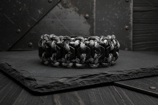 Paracord Armband-mit Edelstahl Sechskantmuttern-Männer Armband-Biker-Harmonie