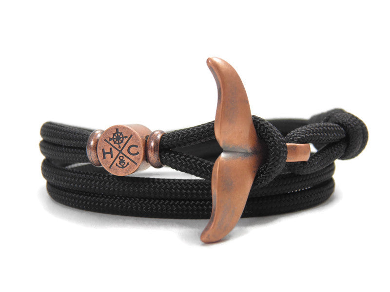 Schickes-Surfer Edelstahl Walflossen Armband -Paracord Typ III-Verstellbar-Schwarz (Kopie)