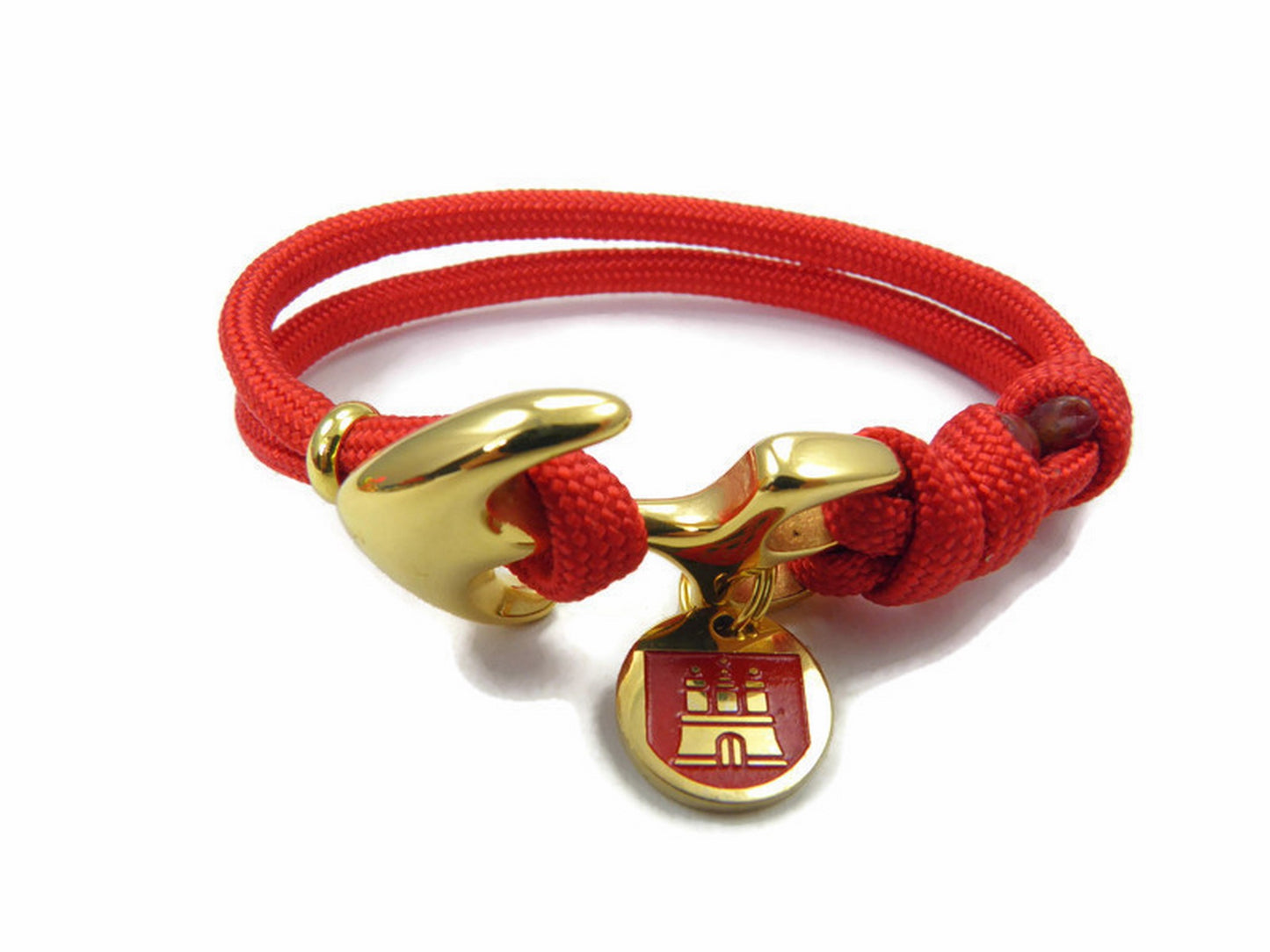 HH-Logo maritimes Surfer Edelstahl Anker Armband-US Paracord III-Verstellbar-Unisex-Frauen, u. Männer-Geschenk-Imperial Red