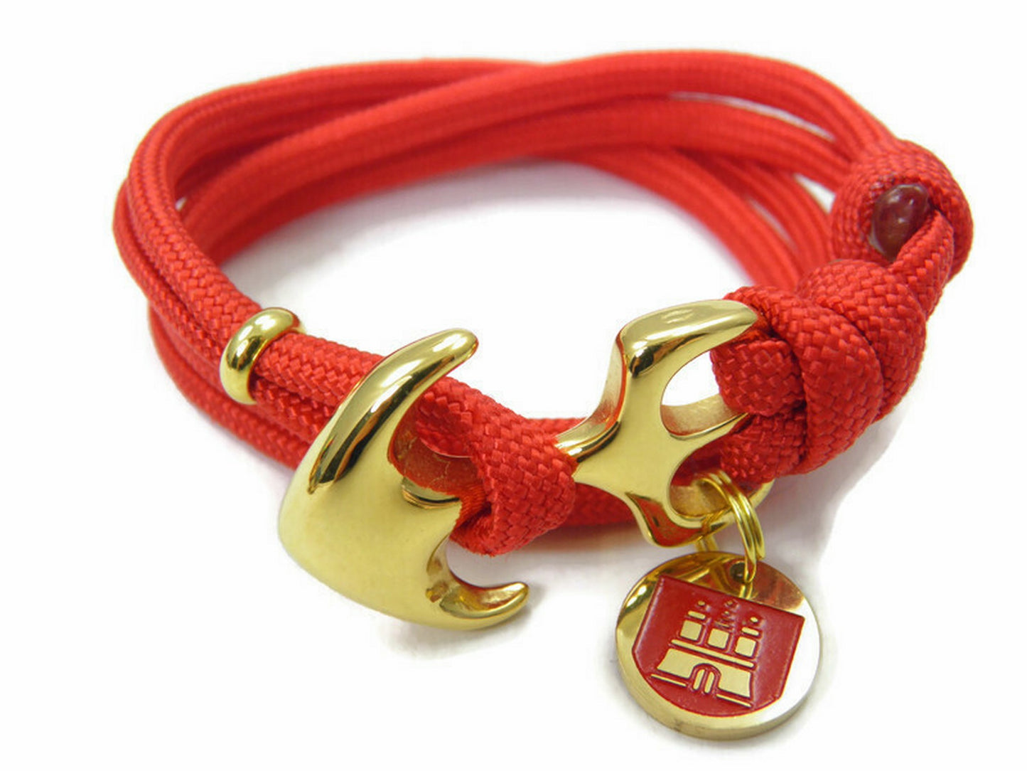 HH-Logo maritimes Surfer Edelstahl Anker Armband-US Paracord III-Verstellbar-Unisex-Frauen, u. Männer-Geschenk-Imperial Red