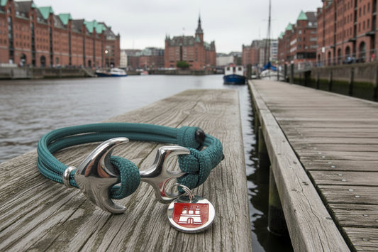 HH-Logo maritimes Surfer Edelstahl Anker Armband-US Paracord III-Verstellbar-Unisex-Frauen, u. Männer-Geschenk-Teal
