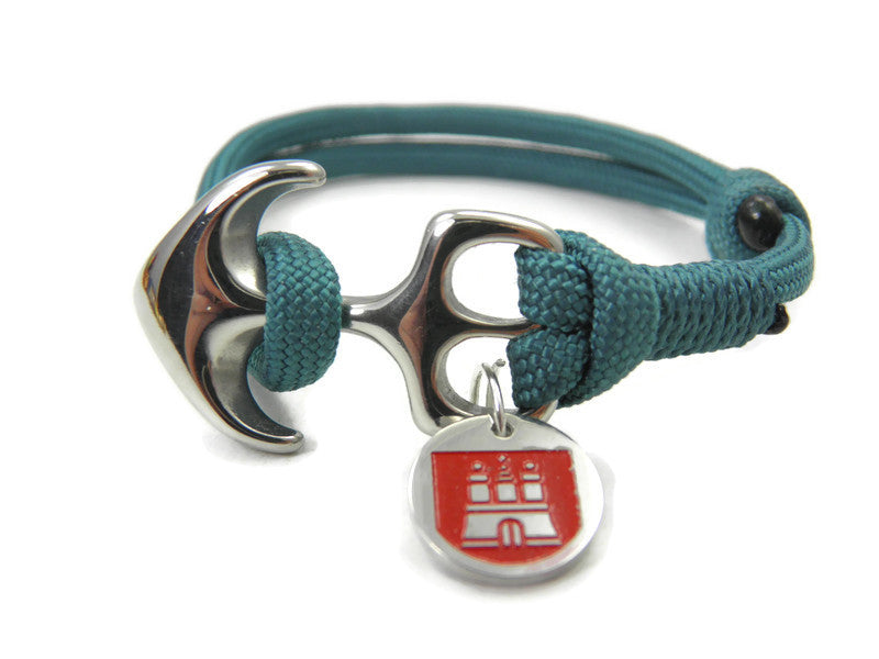 HH-Logo maritimes Surfer Edelstahl Anker Armband-US Paracord III-Verstellbar-Unisex-Frauen, u. Männer-Geschenk-Teal
