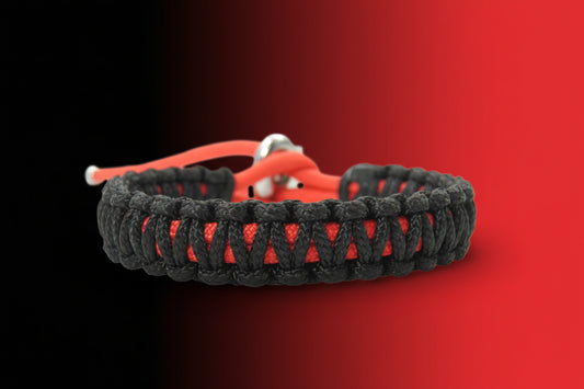 Paracord Armband Verstellbar-Paracord Typ 1-Black & Neon Orange