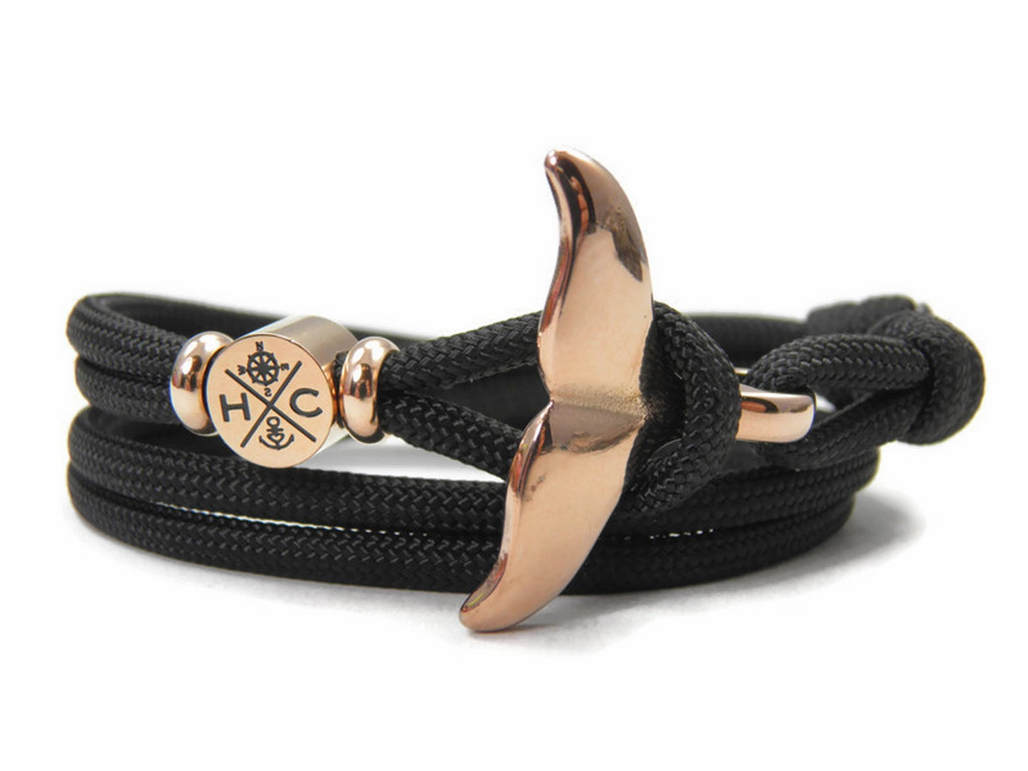 Schickes-Surfer Edelstahl Walflossen Armband -Paracord Typ III-Verstellbar-Schwarz (Kopie)