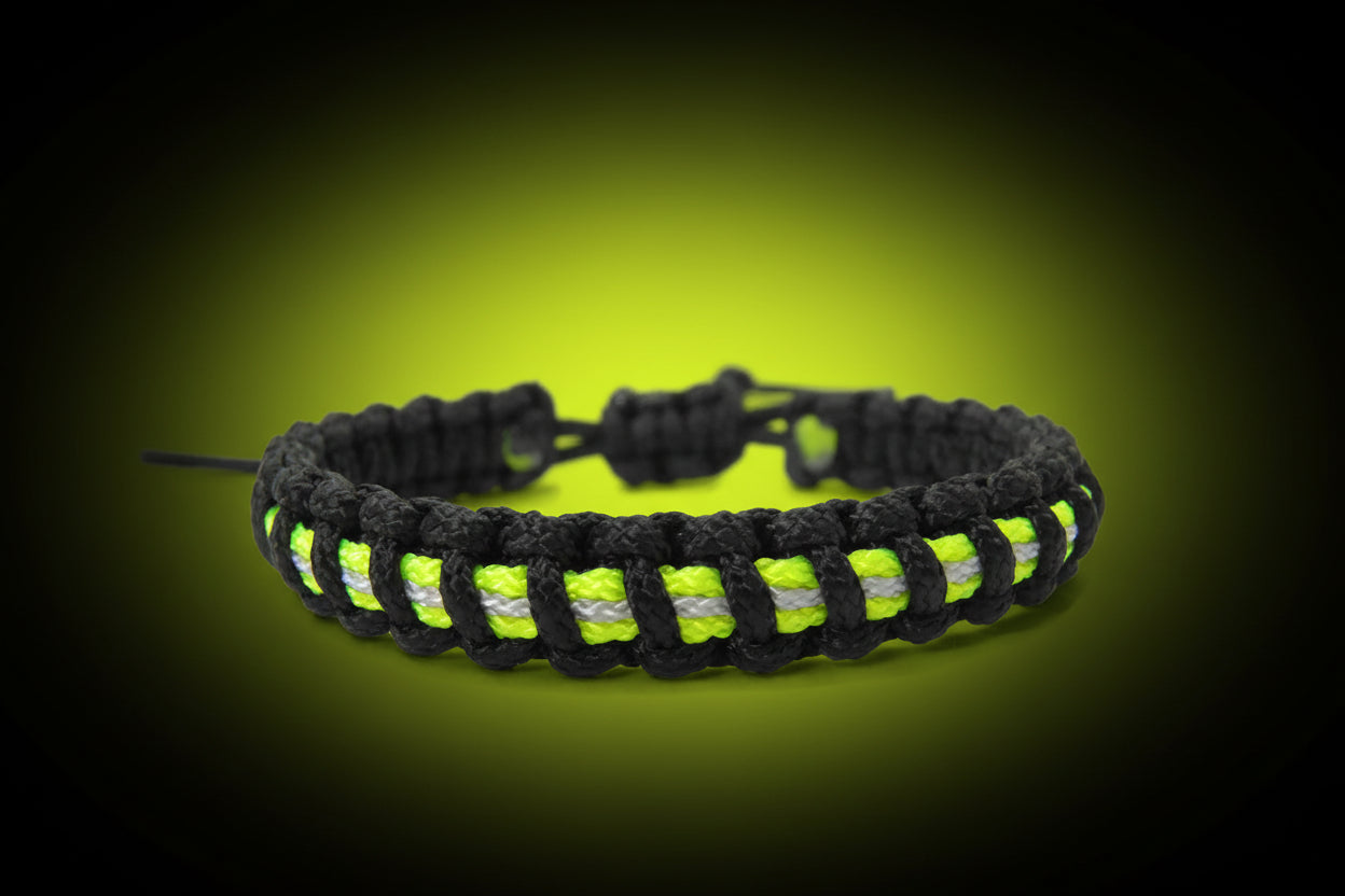 Paracord Firefighter Armband-Verstellbar-Dünnes Feuerwehr Armband-Paracord Typ 1-Black