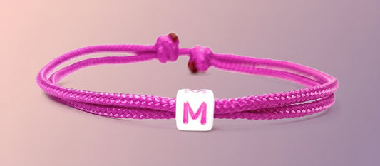 Freundschaftsarmband mit Buchstabe, Surfer Buchstaben Armband, Verstellbar, Passion Pink