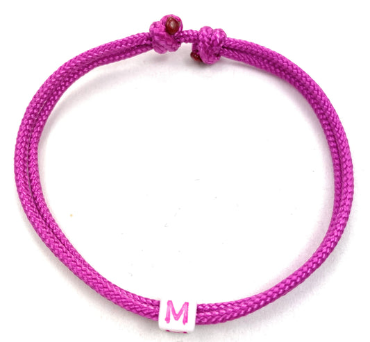 Freundschaftsarmband mit Buchstabe, Surfer Buchstaben Armband, Verstellbar, Passion Pink