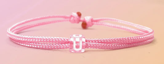 Freundschaftsarmband mit Buchstabe, Surfer Buchstaben Armband, Verstellbar, Pastel Rosa