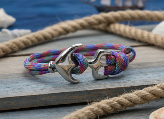 Maritimes Surfer Edelstahl Anker Armband-US Paracord III-Verstellbar-Unisex-Frauen, u. Männer Armband-Geschenk-Peruvian