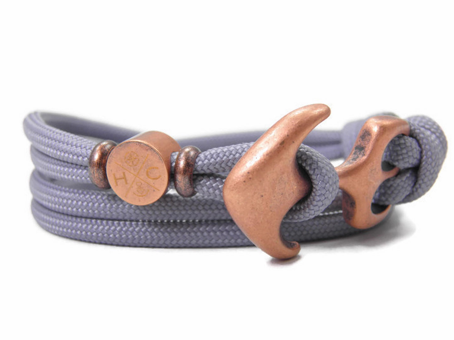 Maritimes Surfer Edelstahl Anker Armband-US Paracord III-Verstellbar-Unisex-Frauen, u. Männer Armband-Geschenk-Purple Grey