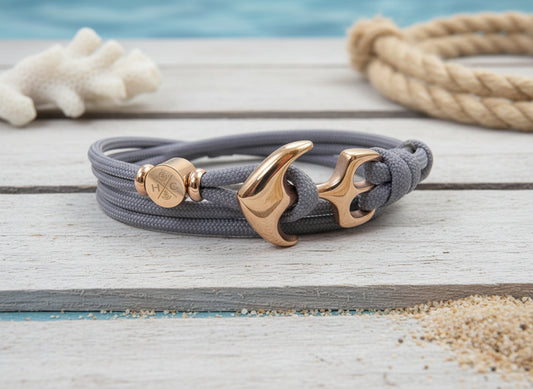 Maritimes Surfer Edelstahl Anker Armband-US Paracord III-Verstellbar-Unisex-Frauen, u. Männer Armband-Geschenk-Purple Grey