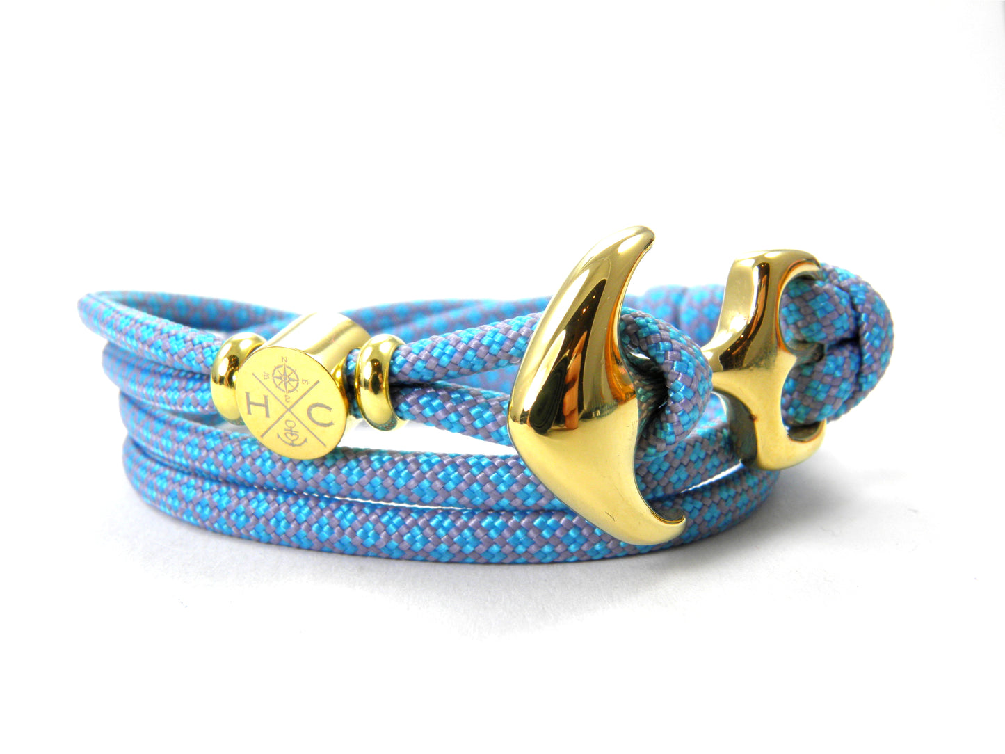 Maritimes Surfer Edelstahl Anker Armband-US Paracord III-Verstellbar-Unisex-Frauen, u. Männer Armband-Geschenk-Purple Grey & Türkis Diamonds