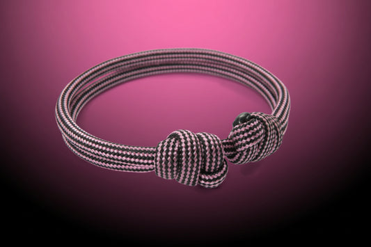 Paracord Surfer Armband-verstellbar-Maritimes Armband-Rose Pink & Black Stripes