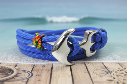 Maritimes Surfer Edelstahl Anker Armband-US Paracord III-Verstellbar-Unisex-Frauen, u. Männer Armband-Geschenk-Royal Blue & Austimn