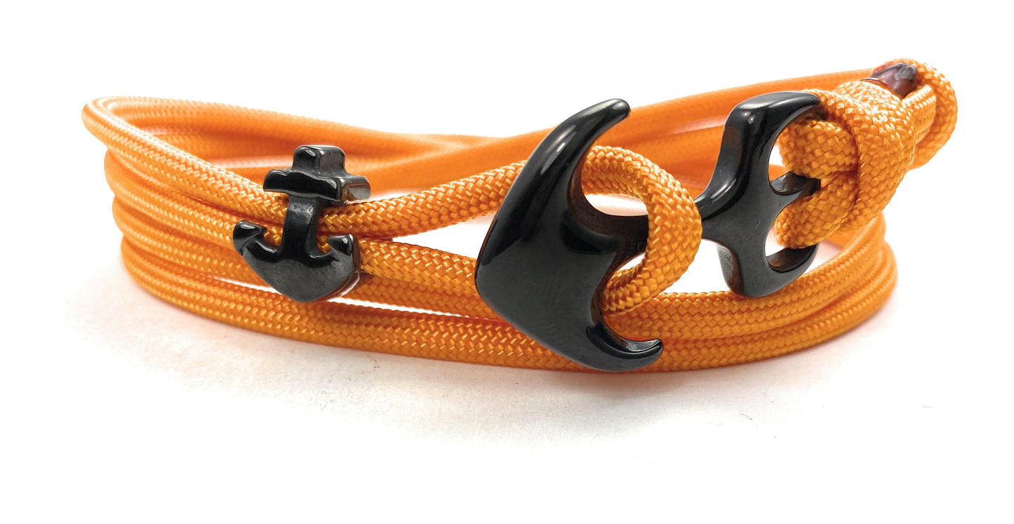 Maritimes Surfer Edelstahl Anker Armband-US Paracord III-Verstellbar-Unisex-Frauen, u. Männer Armband-Geschenk-Royal Orange