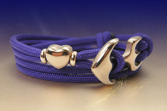 Maritimes Surfer Edelstahl Anker Armband-US Paracord III-Verstellbar-Unisex-Frauen, u. Männer Armband-Geschenk-Royal Purple