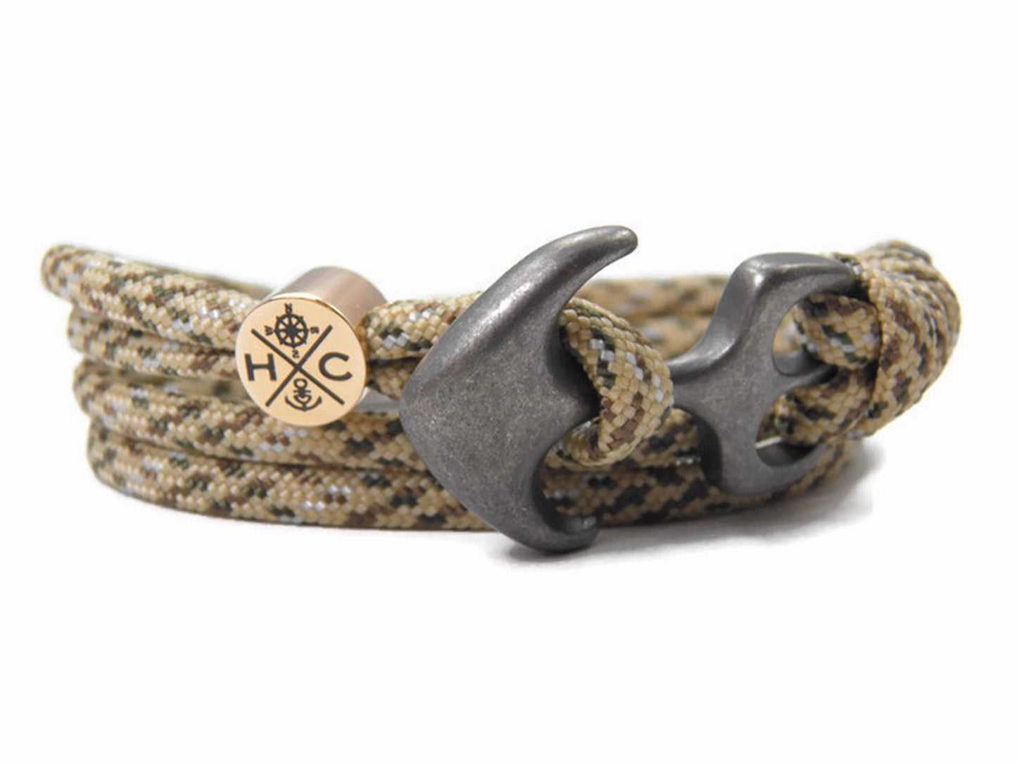 Maritimes Surfer Edelstahl Anker Armband-US Paracord III-Verstellbar-Unisex-Frauen, u. Männer-Geschenk-Sand Camo
