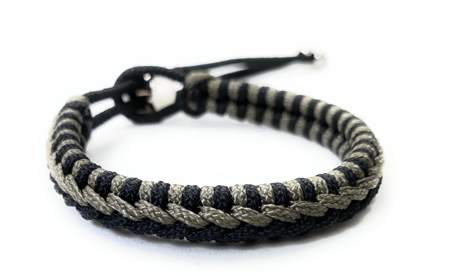 Maritimes Surfer Armband-Paracord Typ 1 + 2-Verstellbar-Unisex-Schwarz Grau