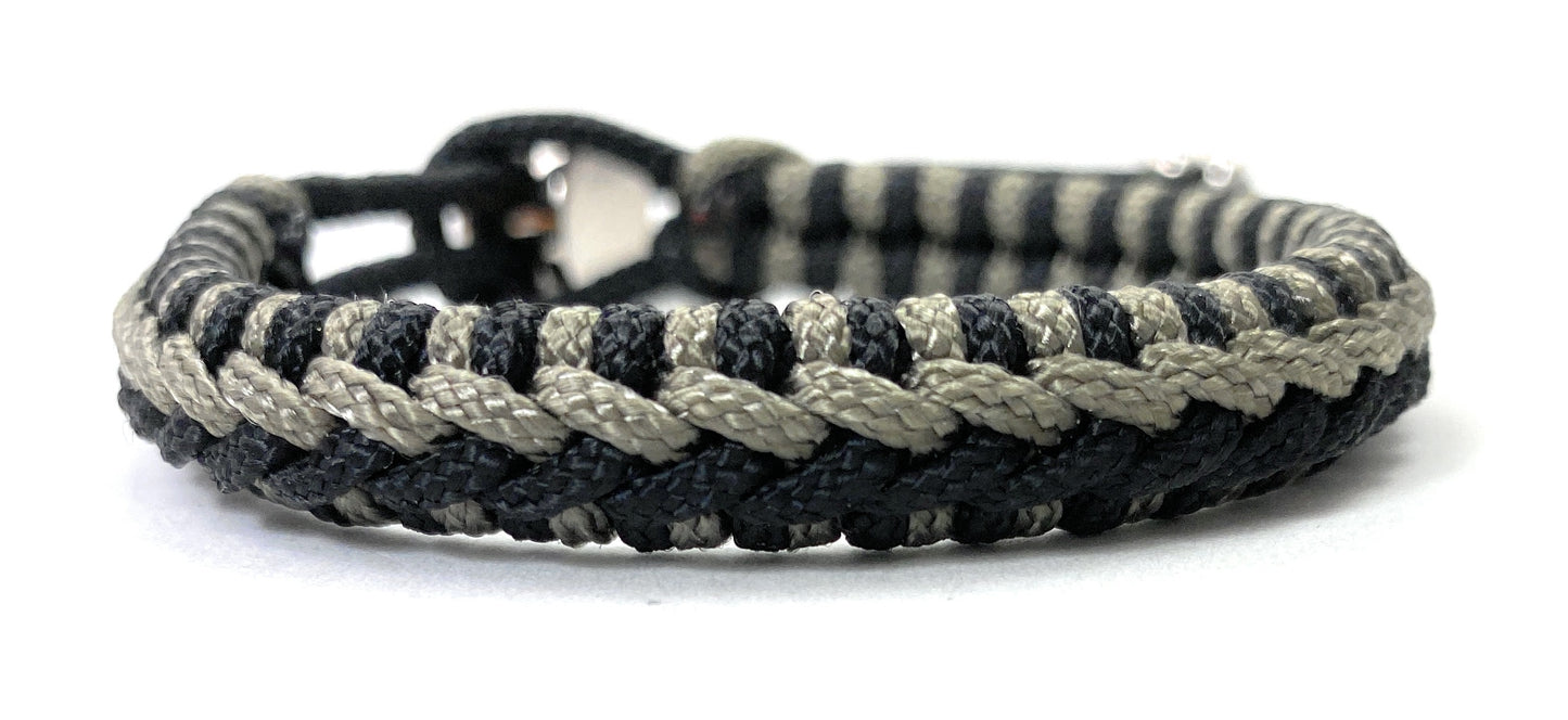 Maritimes Surfer Armband-Paracord Typ 1 + 2-Verstellbar-Unisex-Schwarz Grau