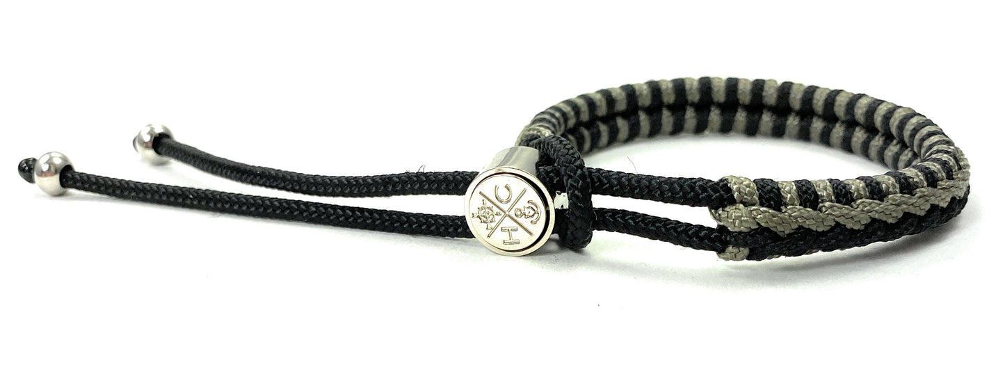 Maritimes Surfer Armband-Paracord Typ 1 + 2-Verstellbar-Unisex-Schwarz Grau
