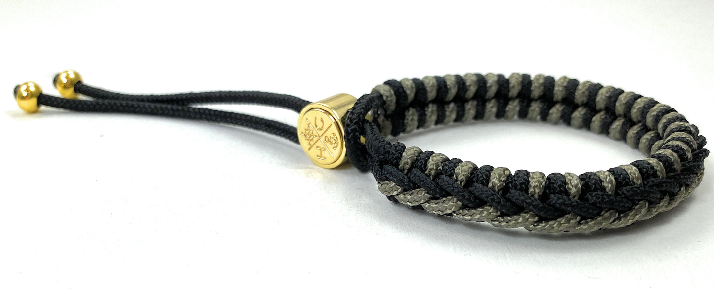 Maritimes Surfer Armband-Paracord Typ 1 + 2-Verstellbar-Unisex-Schwarz Grau