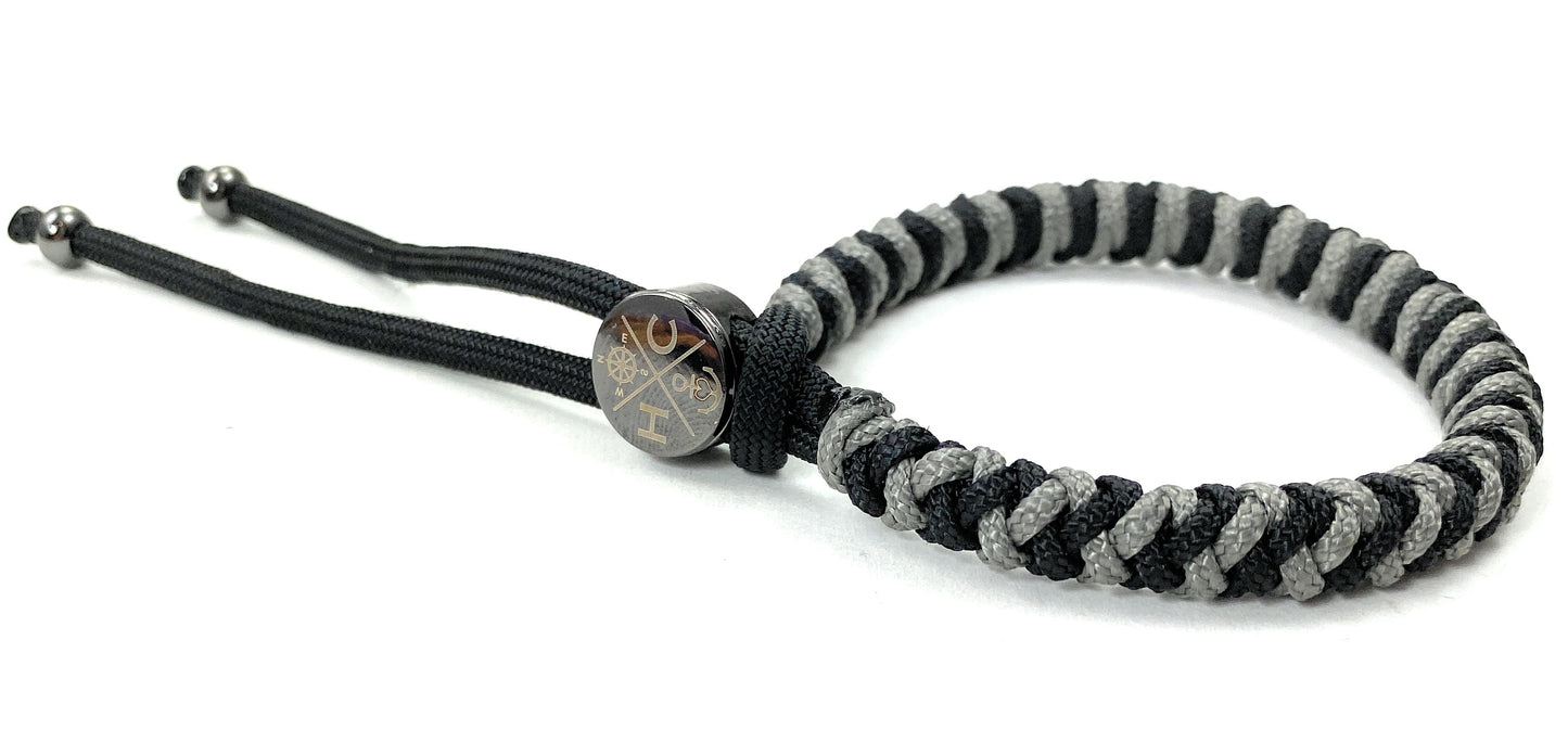 Maritimes Surfer Armband-Paracord Typ I + 3 -Verstellbar-Unisex-Schwarz & Thundercloud