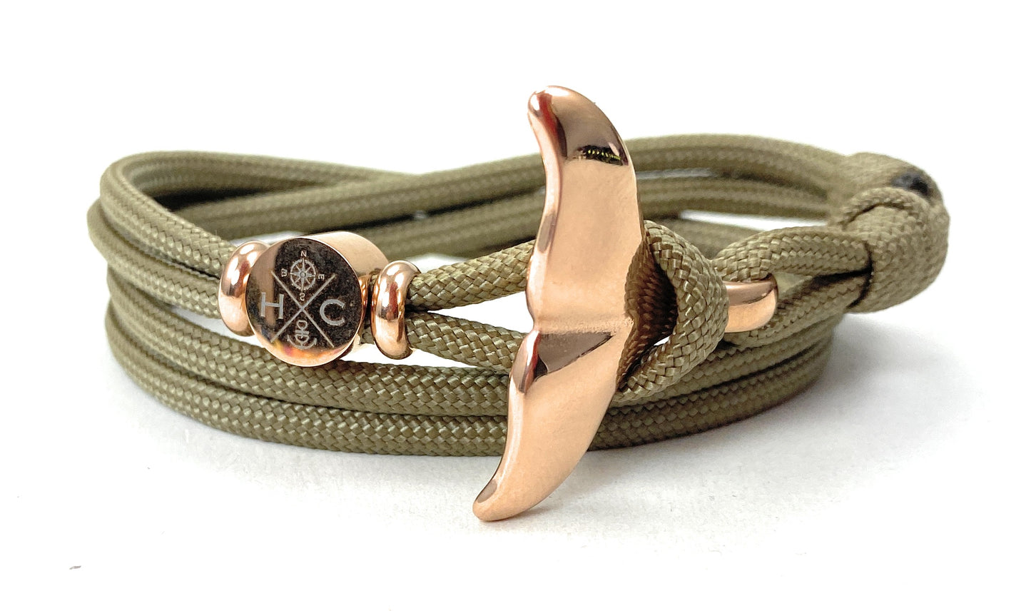 Schickes-Surfer Edelstahl Walflossen Armband -Paracord Typ III-Verstellbar-Tan 499