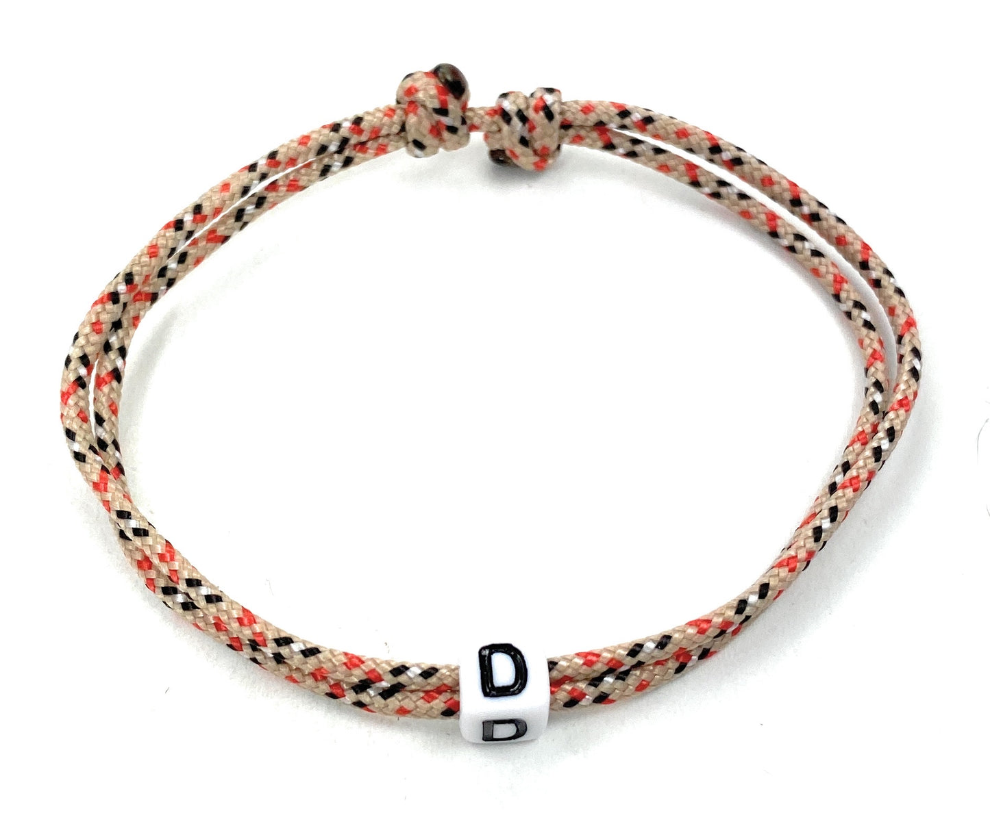 Freundschaftsarmband mit Buchstabe, Surfer Buchstaben Armband, Verstellbar, Tartan Beige